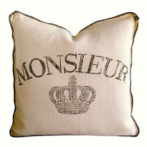 COPY - Eastern Accents Pillow Cover Silkscreened Burlap
